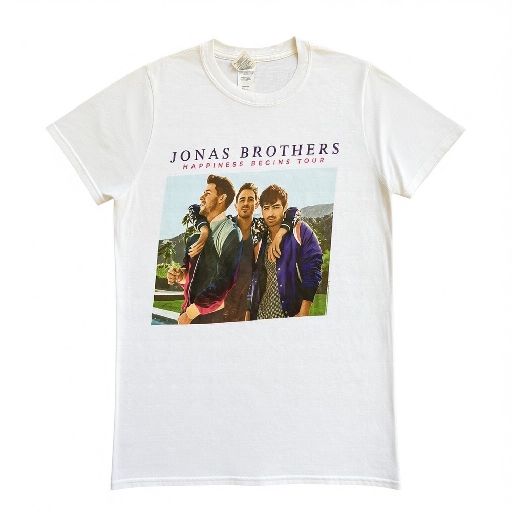 Jonas Brothers Happiness Begins Tour 2019 Graphic T-Shirt White Small Band Tee